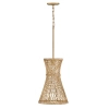 Rattanowa wisząca lampa Twyla QN-TWYLA-1P-BNG ażurowa złota