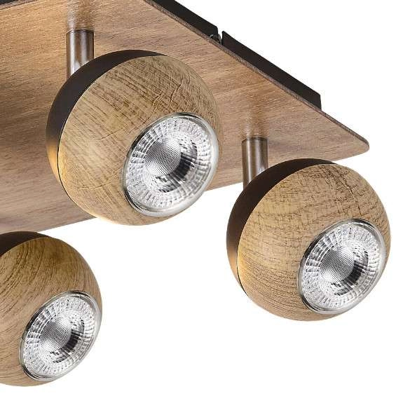 Plafon LAMPA skandynawska ARTHUR 5616 Rabalux metalowa OPRAWA sufitowa reflektorki drewniane dąb czarne