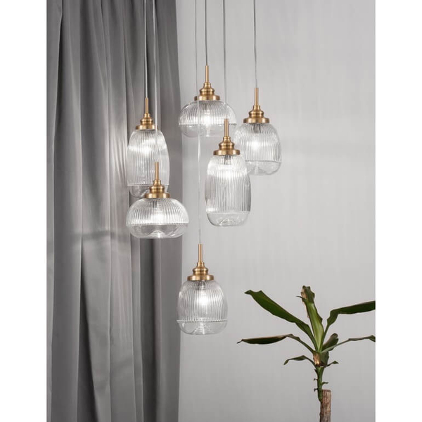 Wielopunktowa lampa wisząca MOND LE41848 szklana złoty przezroczysty