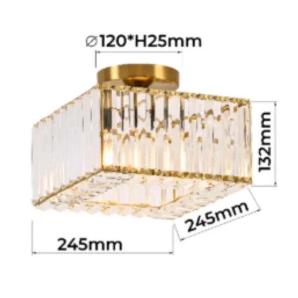 Kryształowy plafon natynkowy Vetro LP-2910/1C GD square kwadrat złoty