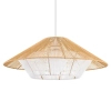Lampa wisząca Japandi 11156 kapelusz krata drewniana metalowa biała