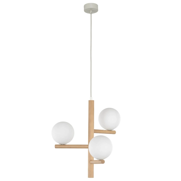 Zwisająca lampa do jadalni Estera 6799 ekologiczna drewniana biała