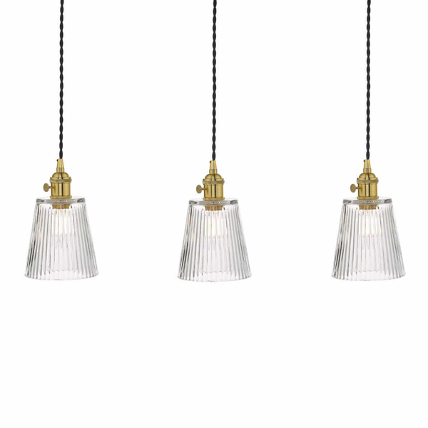 Lampa wisząca nad stół Hadano HAD3640-05 Dar Lighting mosiądz przezroczysta