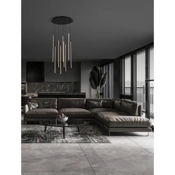 Wisząca lampa sople JAVALTO LE45448 LED 48W 3200K tuby metalowe czarne