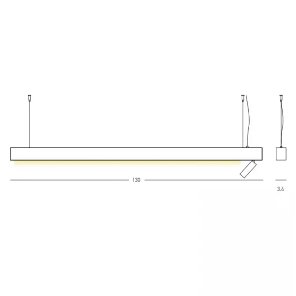 Wisząca lampa z reflektorem 23254 LED 7W + 32W 3000K belka czarny