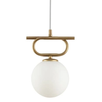 Lampa zwisowa do salonu kula Tes 33631 Sigma glamour mleczny klosz złota