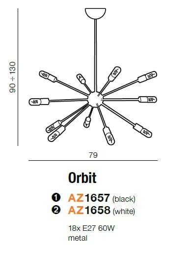 Industrialna lampa wisząca Orbit sticks do pokoju czarna