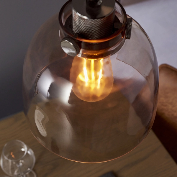 Wisząca lampa nad stół L&-180954 Light& szklany klosz dymiona czarna