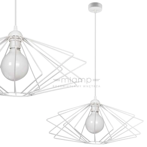 LAMPA wisząca VEN W-CORF/C WH metalowa OPRAWA zwis klatka loft biała