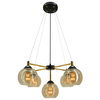 Wisząca lampa regulowana Vivien 6301/5 BL TR szklany klosz kaskada złoty czarny