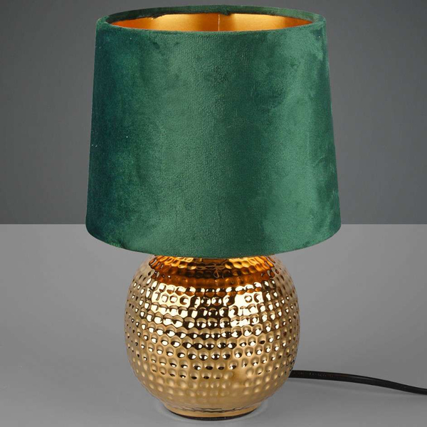 Nocna LAMPKA stojąca EUDORA DL015-50821 RL Light stołowa LAMPA abażurowa na biurko ceramiczna zielona złota