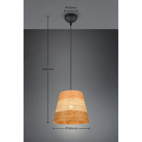 Wisząca lampa ekologiczna JOELINE R31731926 boho czarny brązowy