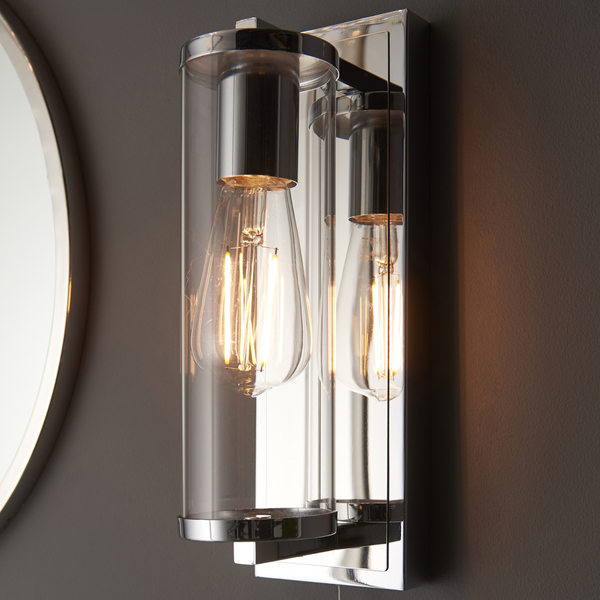 Kinkiet nad lustro L&-194074 Light& tuba z włącznikiem IP44 chrom