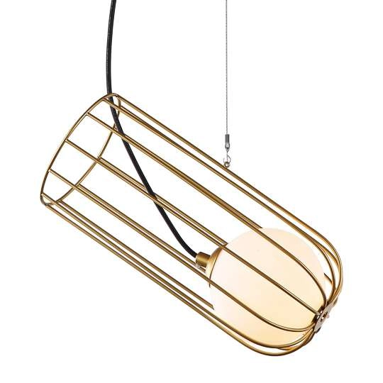 LAMPA wisząca COCO MDM-3941/1 GD Italux druciana OPRAWA metalowa ZWIS szklana kula ball klatka loft złota