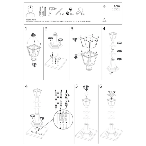 Lampa stojąca ogrodowa Ana 10501 Nowodvorski IP44 metalowa czarna