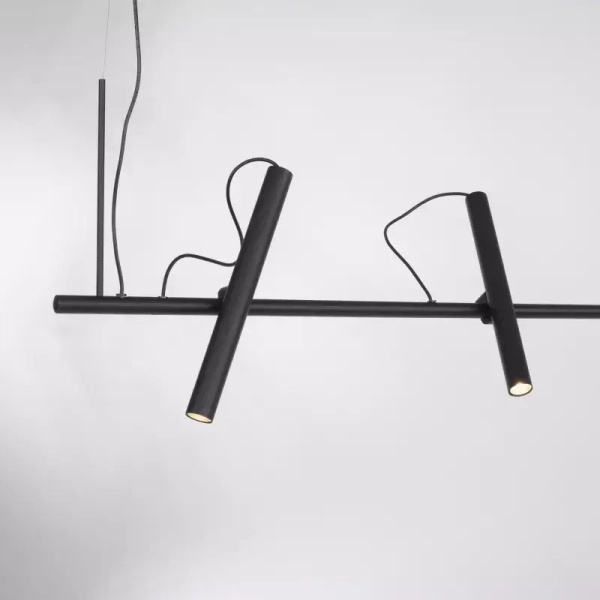 Lampa wisząca PURE-TUTUA czarna LED 28W 3000K do salonu nad stół tuby 2024-18