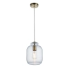 Szklana lampa wisząca Lyra 106923 do jadalni mosiądz przezroczysta