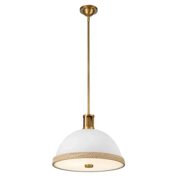 Wisząca lampa nad wyspę Doral QN-DORAL-P-M-WHT kopuła biały mosiądz