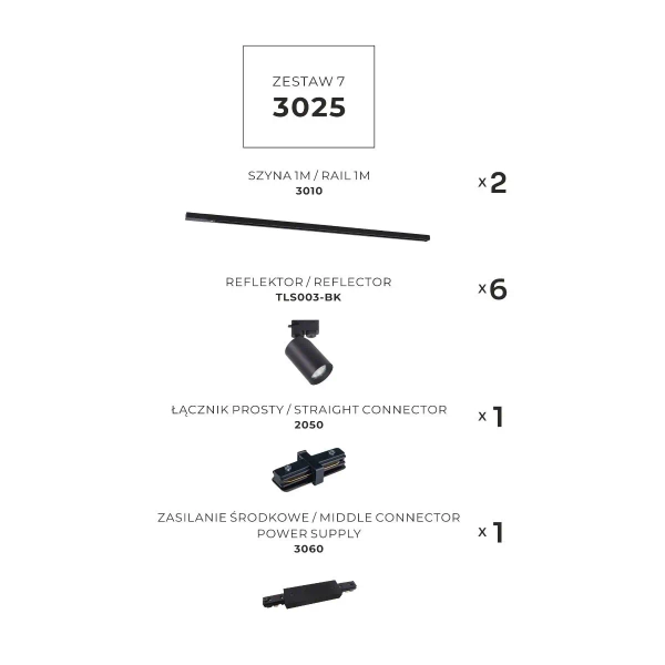 Szynowy zestaw jednoobwodowy 3025 na przedpokój czarny