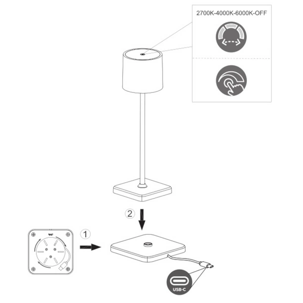 Lampki nocne Fernandez R54096632 LED 6W 2700-600K stacja ładowania czarny