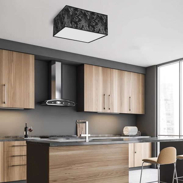 Kwadratowa lampa sufitowa Satino do pokoju czarna srebrna