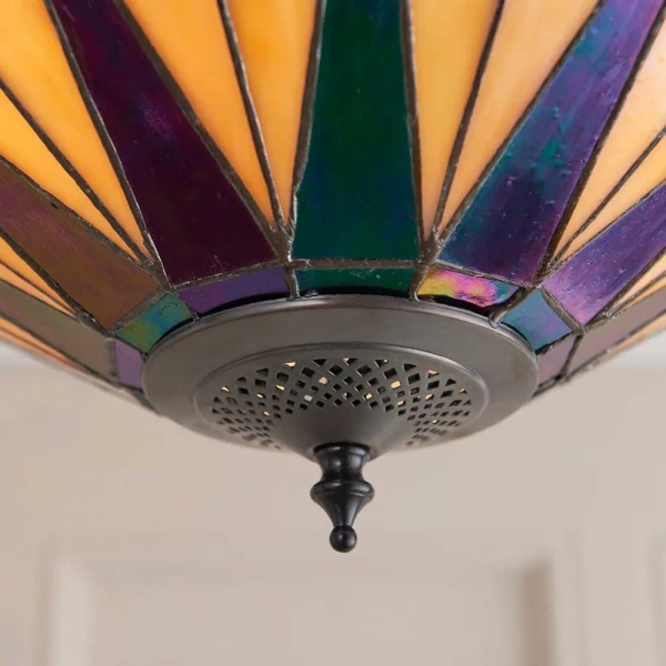Witrażowa lampa sufitowa Dark star 64043 szklana tiffany czarna brązowa