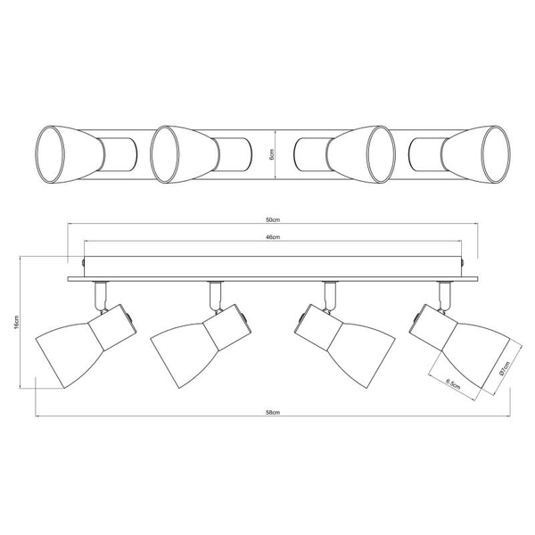 Lampa reflektorowa Claude 54307-4W drewno przydymiona