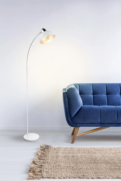 Skandynawska lampa podłogowa ANITA 24703SW Globo metal biała