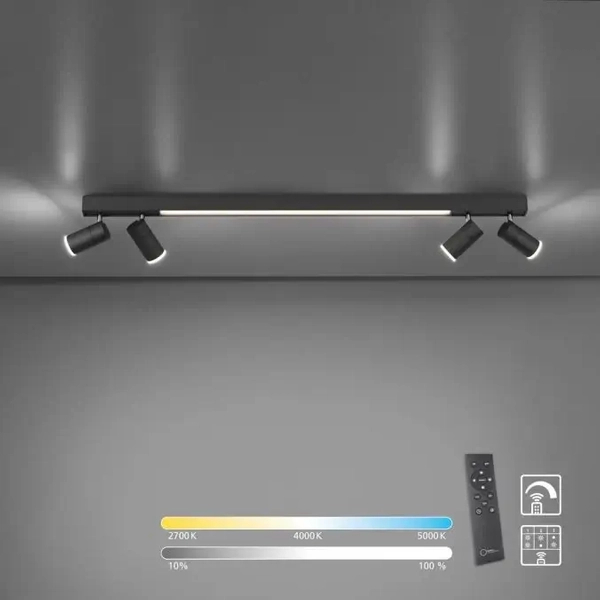 Grafitowa lampa sufitowa Pure-lines LED 25W 2700K-5000K reflektorki