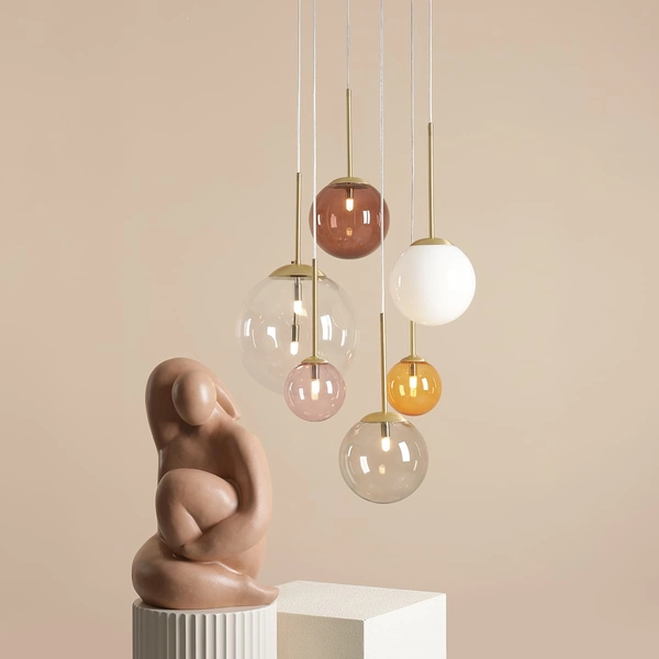 Lampa wisząca kaskada Bosso 1119K40_R Aldex kolorowe kule szklane mosiądz