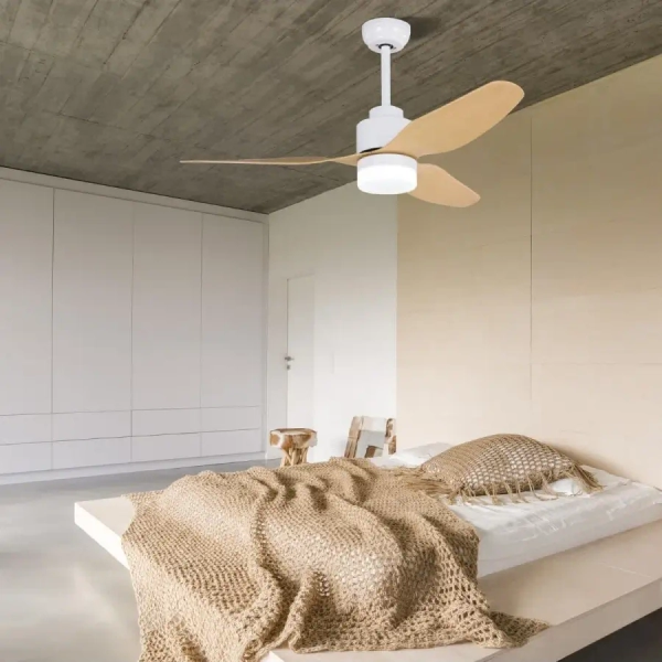 Wentylator sufitowy ledowy 19130 LED 18W CCT drewniana biała