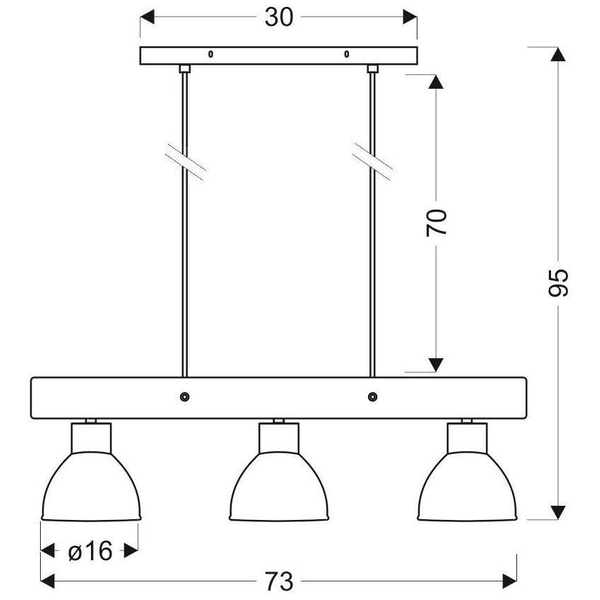 Wisząca lampa skandynawska VARIO 33-73471 metalowa belka czarna drewno