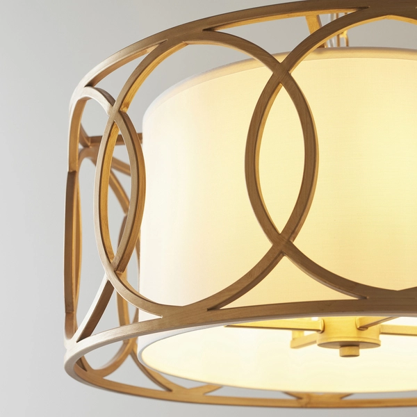 Okrągła lampa wisząca L&-191921 Light& abażurowa biała złota