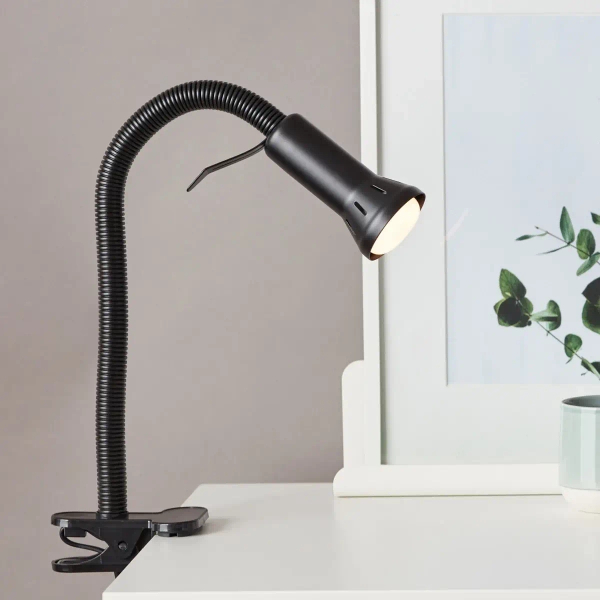 Regulowana lampa stołowa Flex 24705T06 zaciskowa metalowa czarny