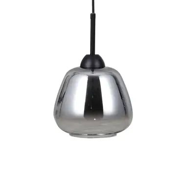 Szklana lampa wisząca Felis PND-40824-1-BK do sypialni czarna przydymiona