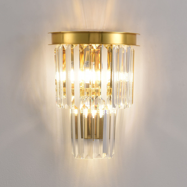 Ścienna lampa Splendore DN915-W Step pałacowy kryształy do salonu złota
