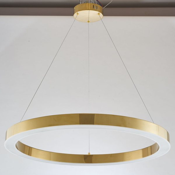 LAMPA wisząca SLIM/000082/3000/G MDECO okrągła OPRAWA ring ZWIS LED 46W 3000K metalowy złoty