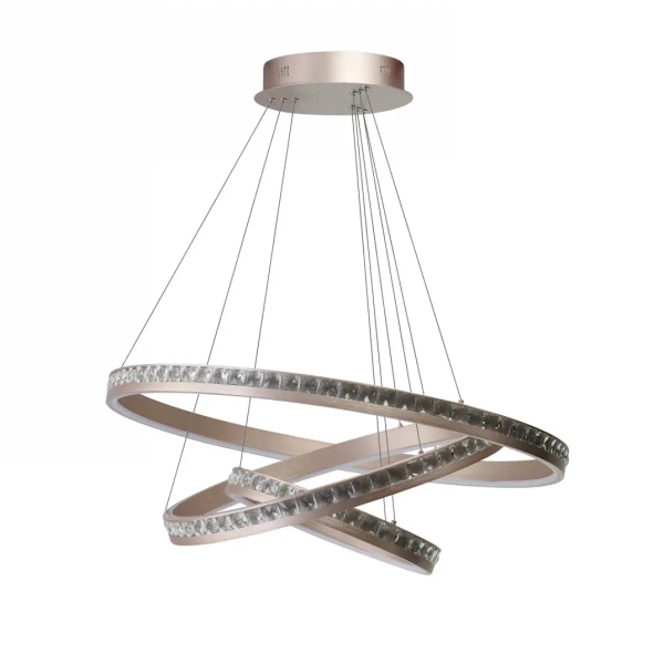 Wisząca lampa ringi do salonu CAMELIA metalowa LED 118W 3000K AZ6769 różowa złota