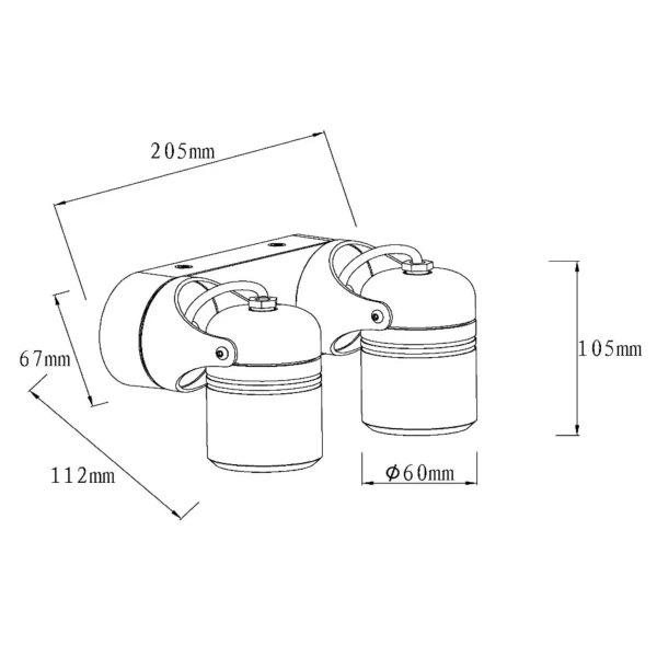 Podwójny reflektorek sufitowy Niort 14825/02/30 Lucide IP44 ruchomy czarny
