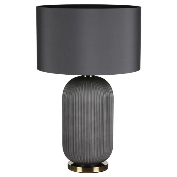 Lampka nocna Helicon HEL4239 żebrowane szkło do sypialni szary