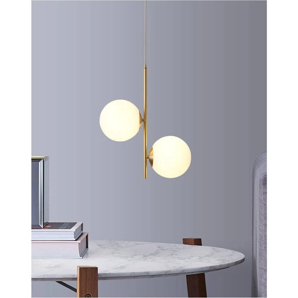 Zwisająca lampa kulista Milano ABR-LWB-E27 Abruzzo szklana biała złota