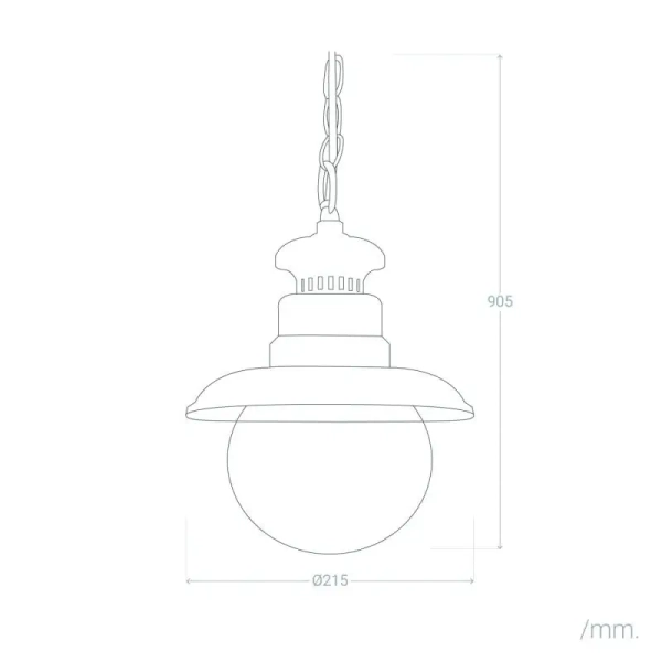 Klasyczna lampa wisząca Castelo ABR-LWZ-IP44-CAST na łańcuchu IP44 czarna