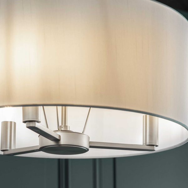 Materiałowa lampa wisząca Daley 60241 Endon abażur metal srebrny biały