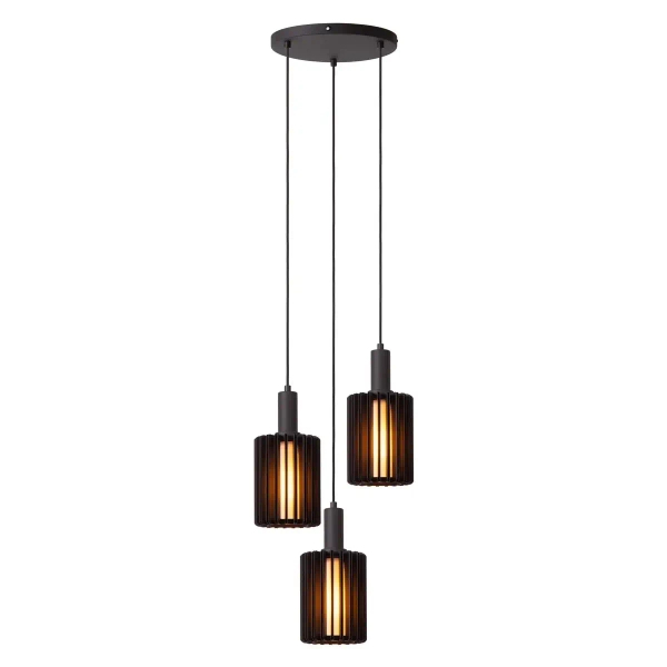 Potrójna lampa zwisowa Lambres 45410/13/30 Lucide metalowa czarna