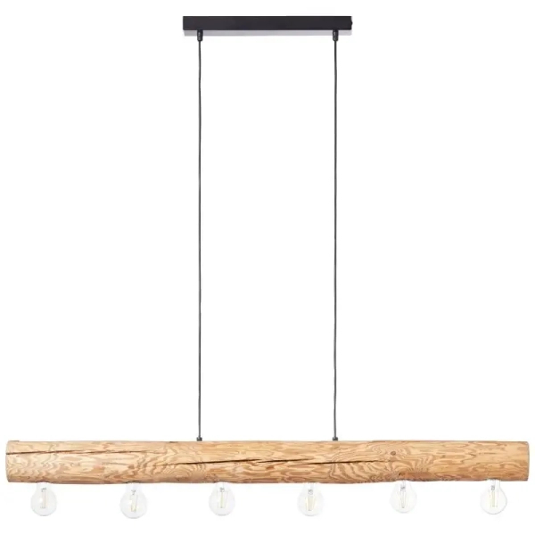 Drewniana lampa wisząca Trabo 99433/35 nad wyspę do kuchni sosnowa