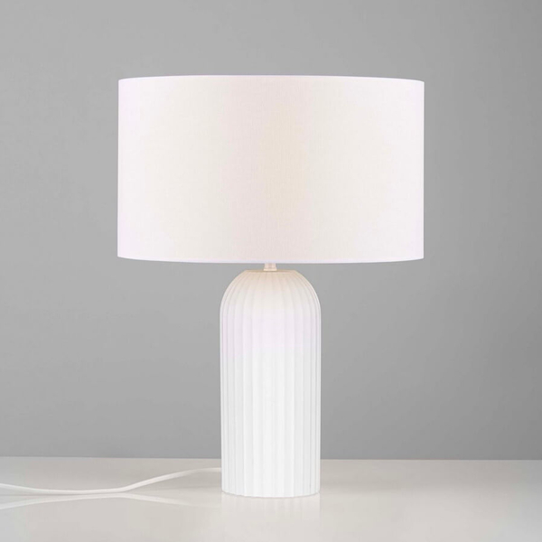 Stołowa lampka z abażurem TUMARAPI LE44961 do salonu szklana biała