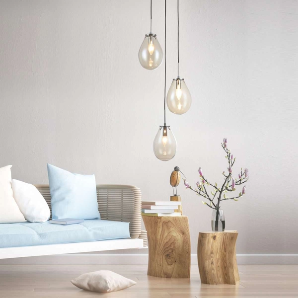 LAMPA wisząca FONDI LP-1214/3P Light Prestige szklana OPRAWA kaskada zwis przezroczysty