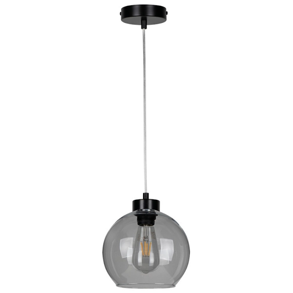 Lampa wisząca LAGUNA 18610104 szklany zwis kula przydymiona czarna