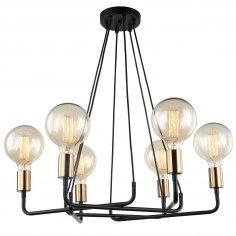 LAMPA wisząca BETTY MDM-3901/6 BK+BRO Italux industrialna OPRAWA metalowy zwis czarny brąz