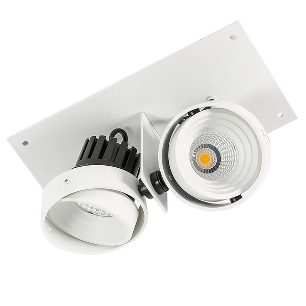 Reflektorowa LAMPA sufitowa PATRIZIO GL7118-2/2X12W 4000K WH+BL Italux podtynkowa OPRAWA metalowa LED 24W wpust regulowany biały